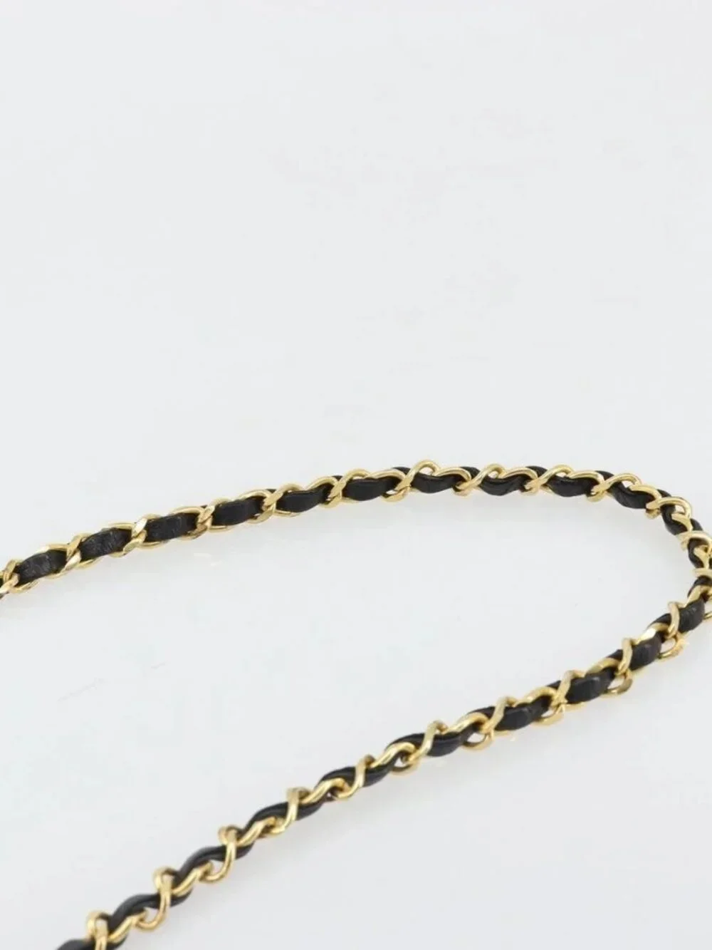 CHANEL Matelasse Chain Shoulder Bag Cotton Black Gold CC Auth 185197